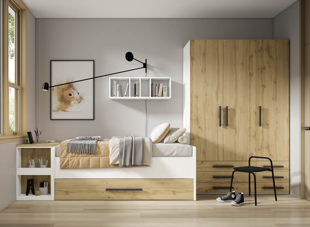 Cama con canapé abatible con nido debajo