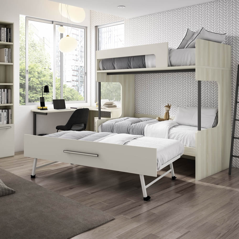 Litera fija con cama nido.