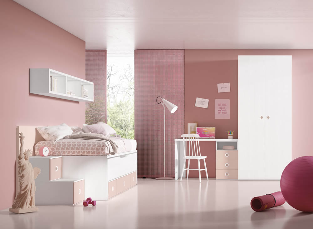 Cama compacta con cajones guia y freno